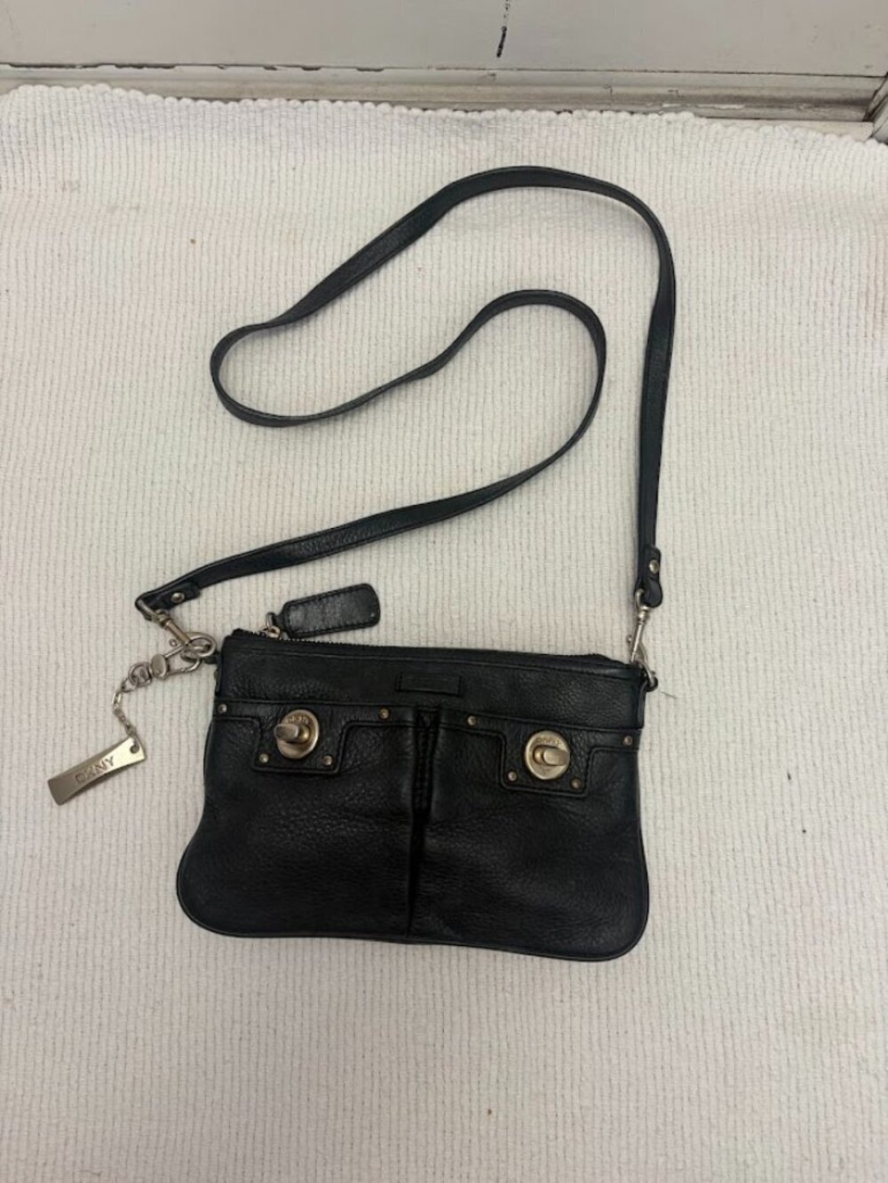 DKNY Small Pebble Leather Turn Lock Pocket Crossbody Purse